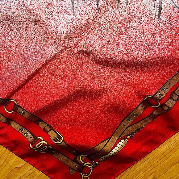 Authentic Vintage Gucci Rare Equestrian Motif GG Harness Border Silk Scarf - Picture 7 of 10